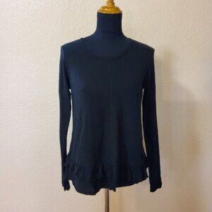 Wilt Ruffle Long Sleeve Knit Top XS Black New